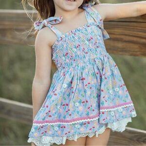 Love and Grow Clothing Co Lavender Poppy Gingham Bow Sleeveless Tunic w Shorts 8